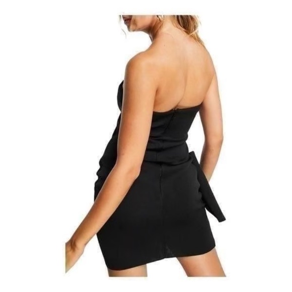 Asos Strapless Wrap Like Mini Dress Black Size 2 - Picture 3 of 12